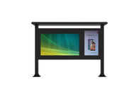 आउटडोर 75 इंच इको ब्राइट एलसीडी विज्ञापन स्क्रीन फ्लोर स्टैंड विज्ञापन मॉनिटर और डिजिटल साइनेज प्रदर्शित करता है