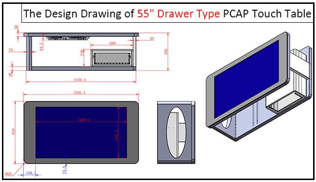 55'' Advertising Lcd Drawer Screen Interactive Touch Screen Smart Coffee Tables Game Table 